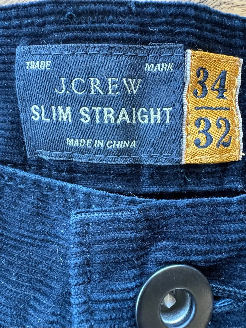 J. Crew Men's Slim Straight Corduroy Pants in Deep Navy - W34xL32